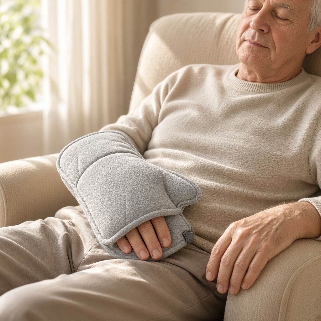 Hand massager used in a quiet living room