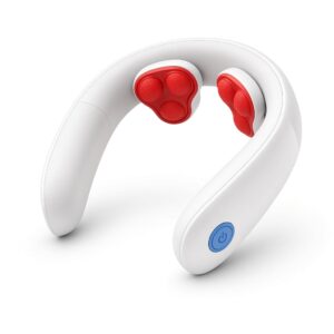 White EMS neck massager with red massage balls