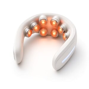 White U-shaped neck massager with heated orange nodes