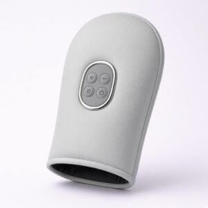 Light gray heated compression hand massager, front view